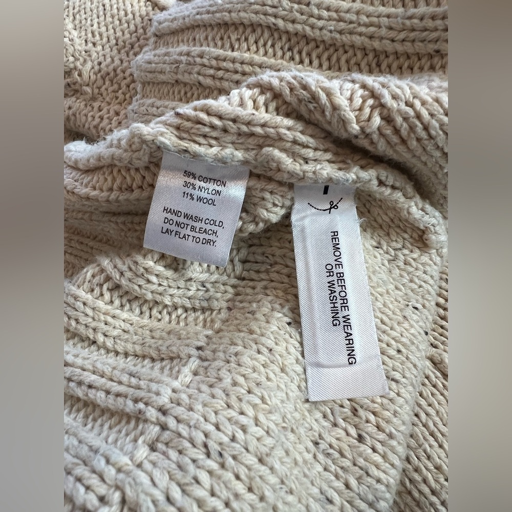 Ann Taylor LOFT Petite (medium) XXSP Cable Knit Mid Length Vest Cotton Wool - Picture 11 of 12